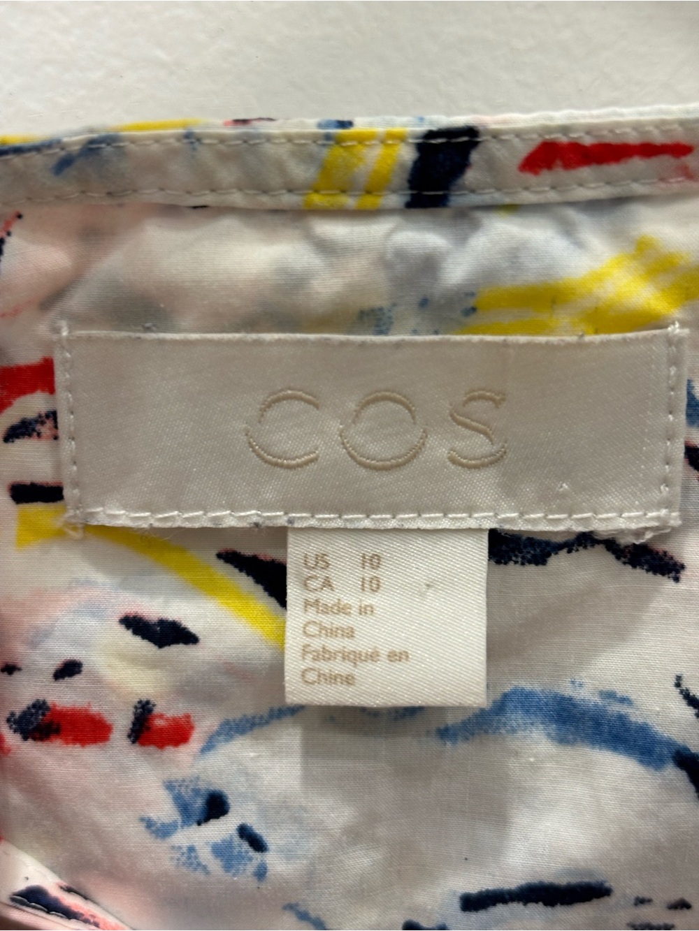 COS Multicolor Brushstroke Print Top in White, Navy, Yellow, Red - Picture 4 of 7